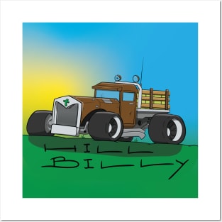 Hill Billy Hay Bale Truck Cartoon Posters and Art